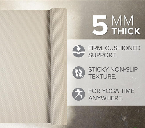 5mm Solid Non‑Slip Yoga Mat 68"x24"