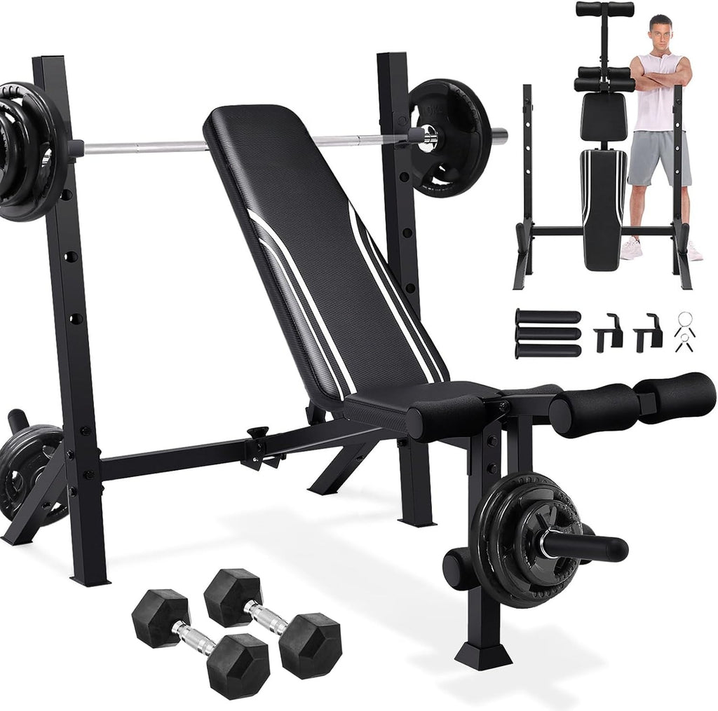 900LBS Foldable Weight Bench Set