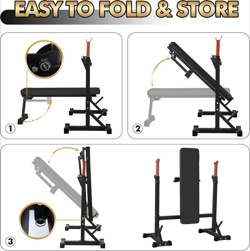 Adjustable Olympic Weight Bench with Squat Rack
