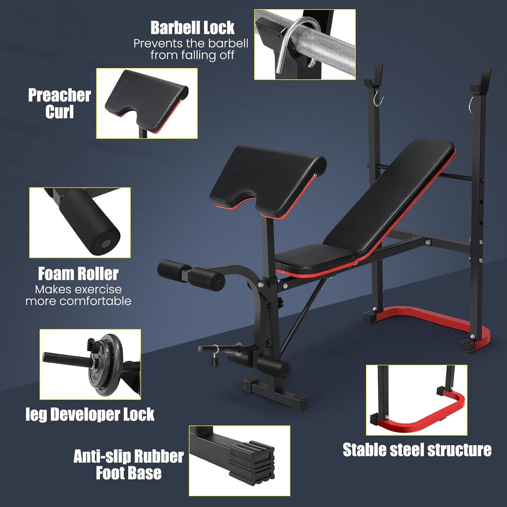 8‑in‑1 661LBS Foldable Weight Bench Set