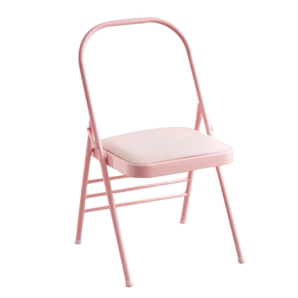 Pink Foldable Backless Yoga Auxiliary Chair