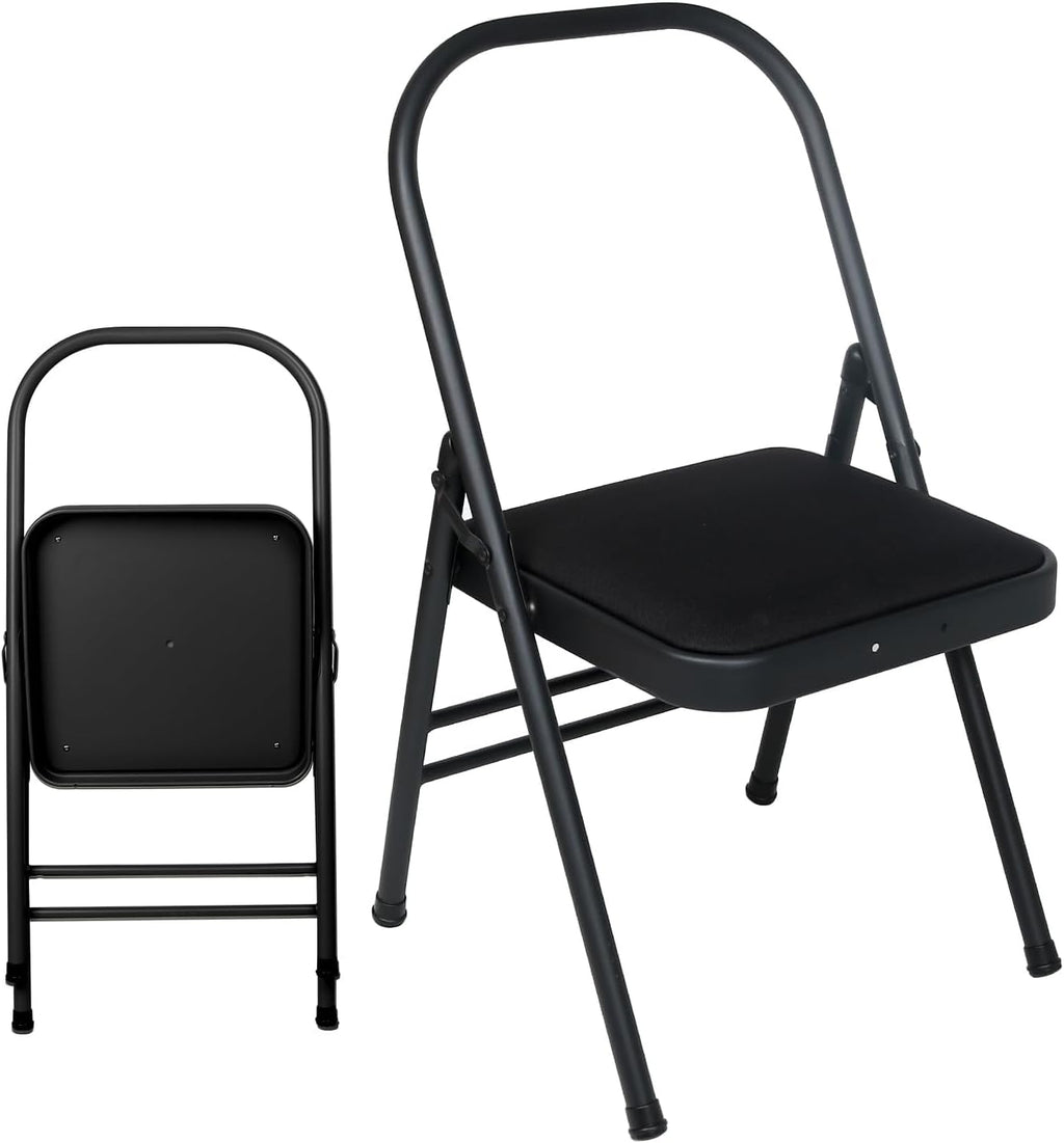 Black Foldable Backless Yoga Auxiliary Chair
