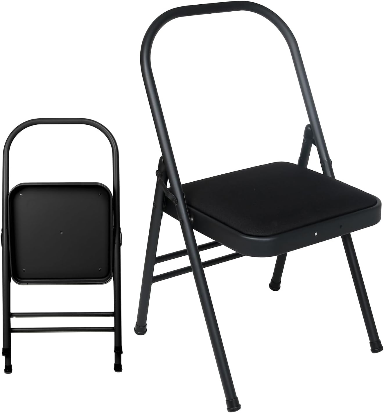 Black Foldable Backless Yoga Auxiliary Chair