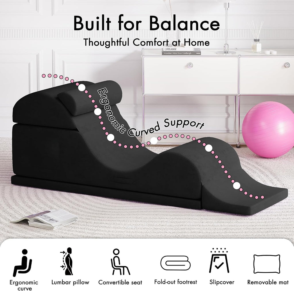 Black Convertible Ergonomic Yoga Lounge Chair
