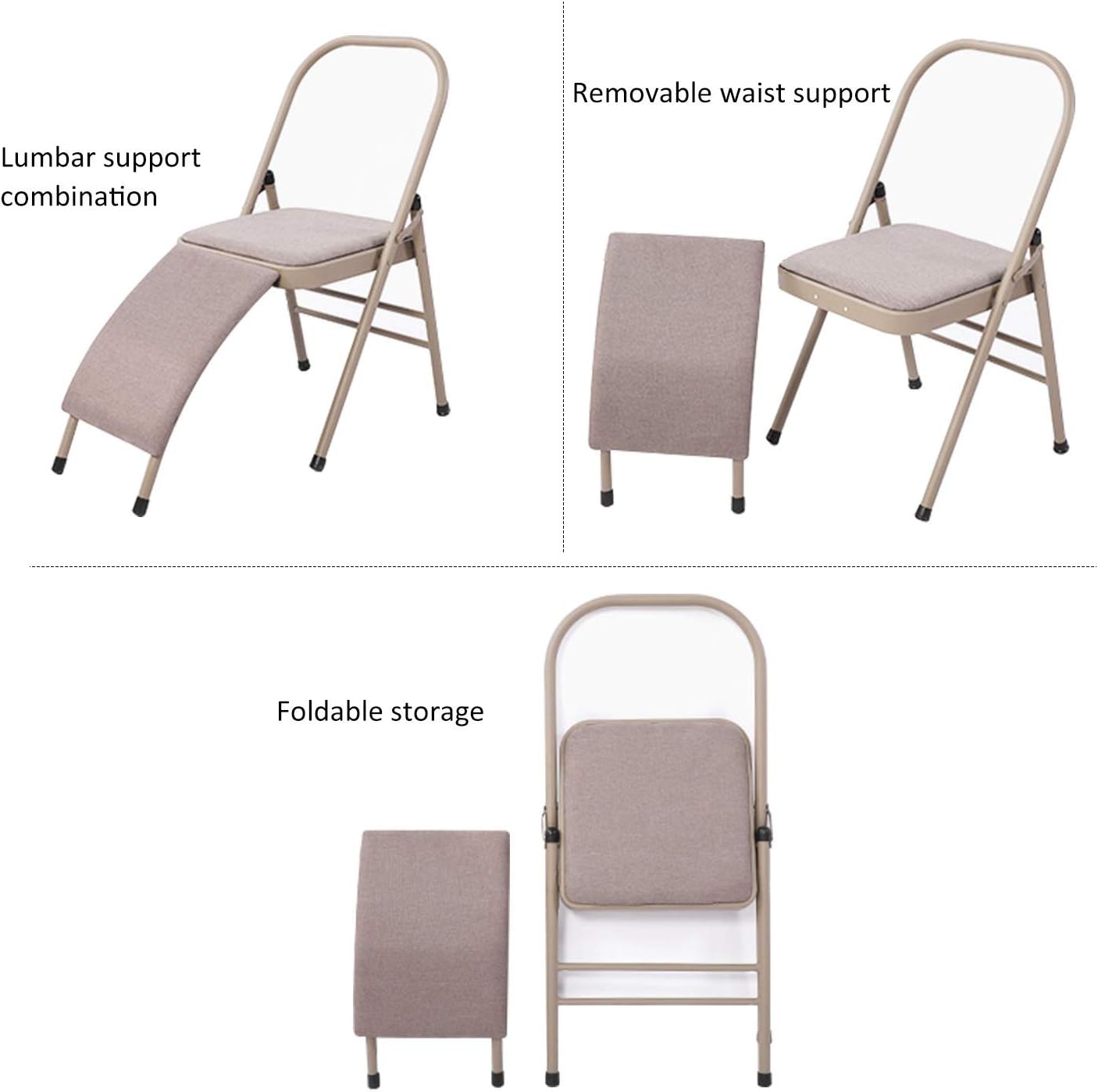 Grey Foldable Yoga Auxiliary Chair