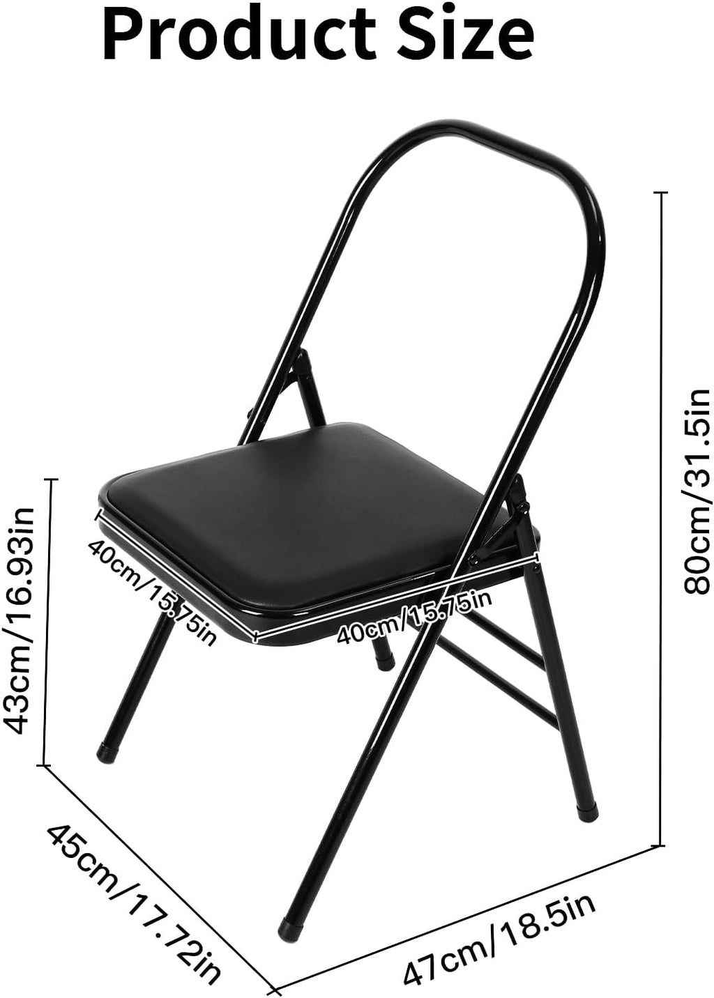 Black Foldable Backless Yoga Auxiliary Stool