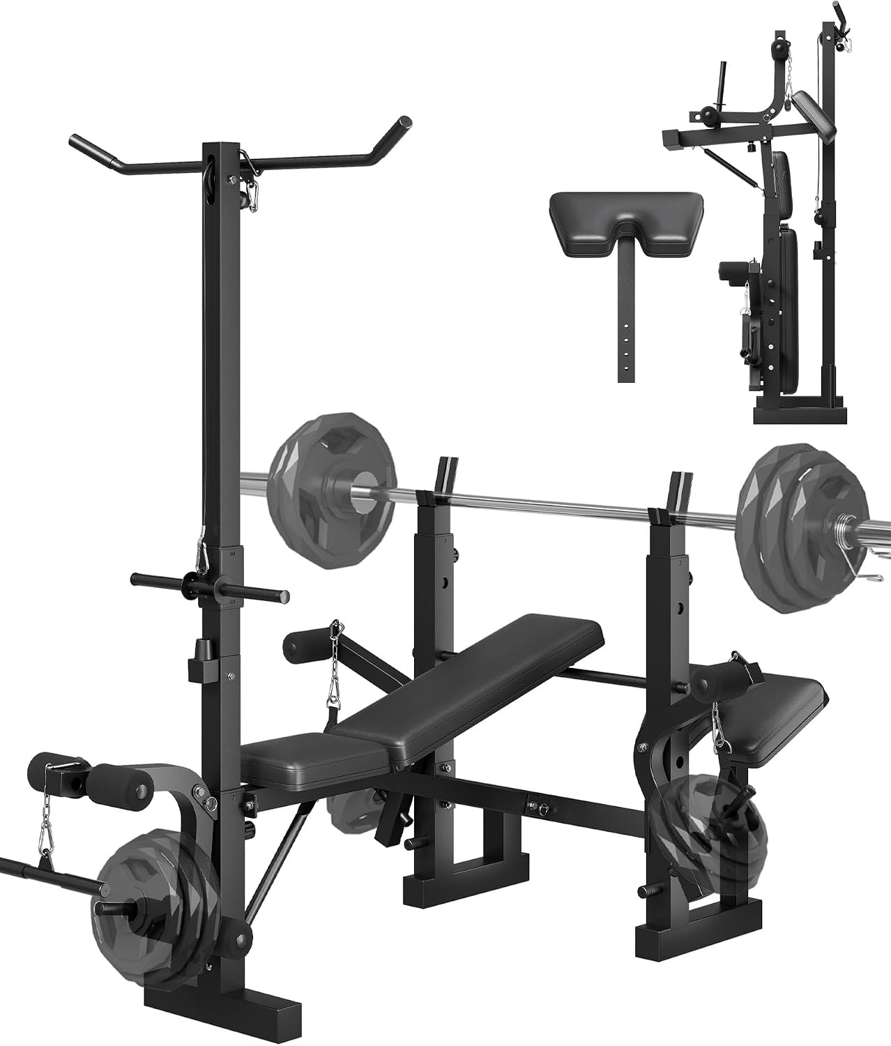 7‑in‑1 Adjustable Collapsible Weight Bench Press Set