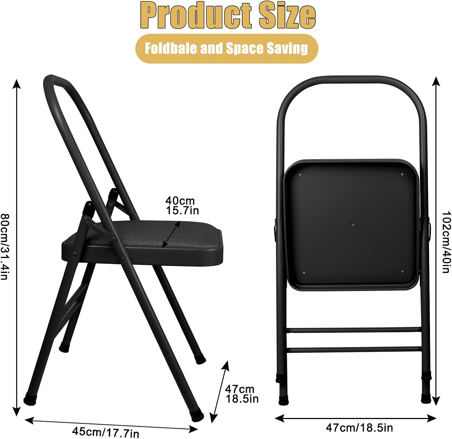 Black Foldable Backless Yoga Auxiliary Chair