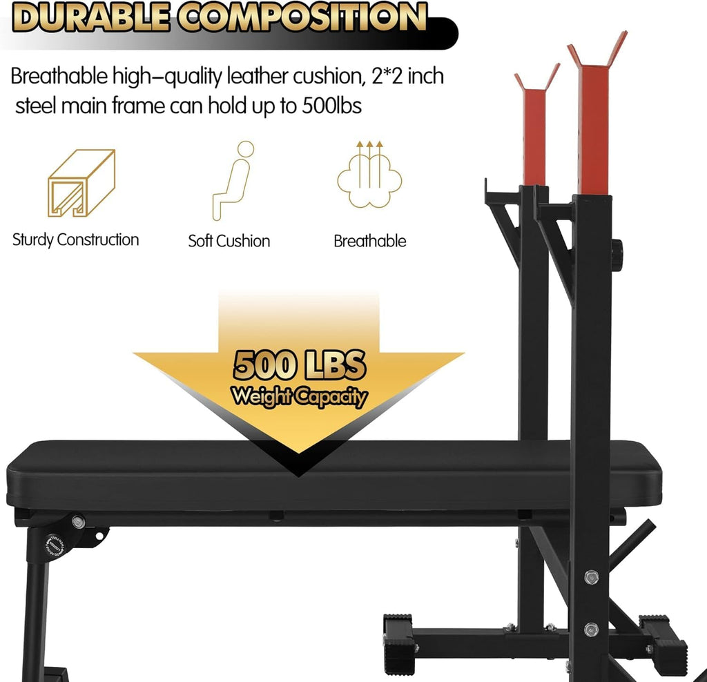 Adjustable Olympic Weight Bench with Squat Rack