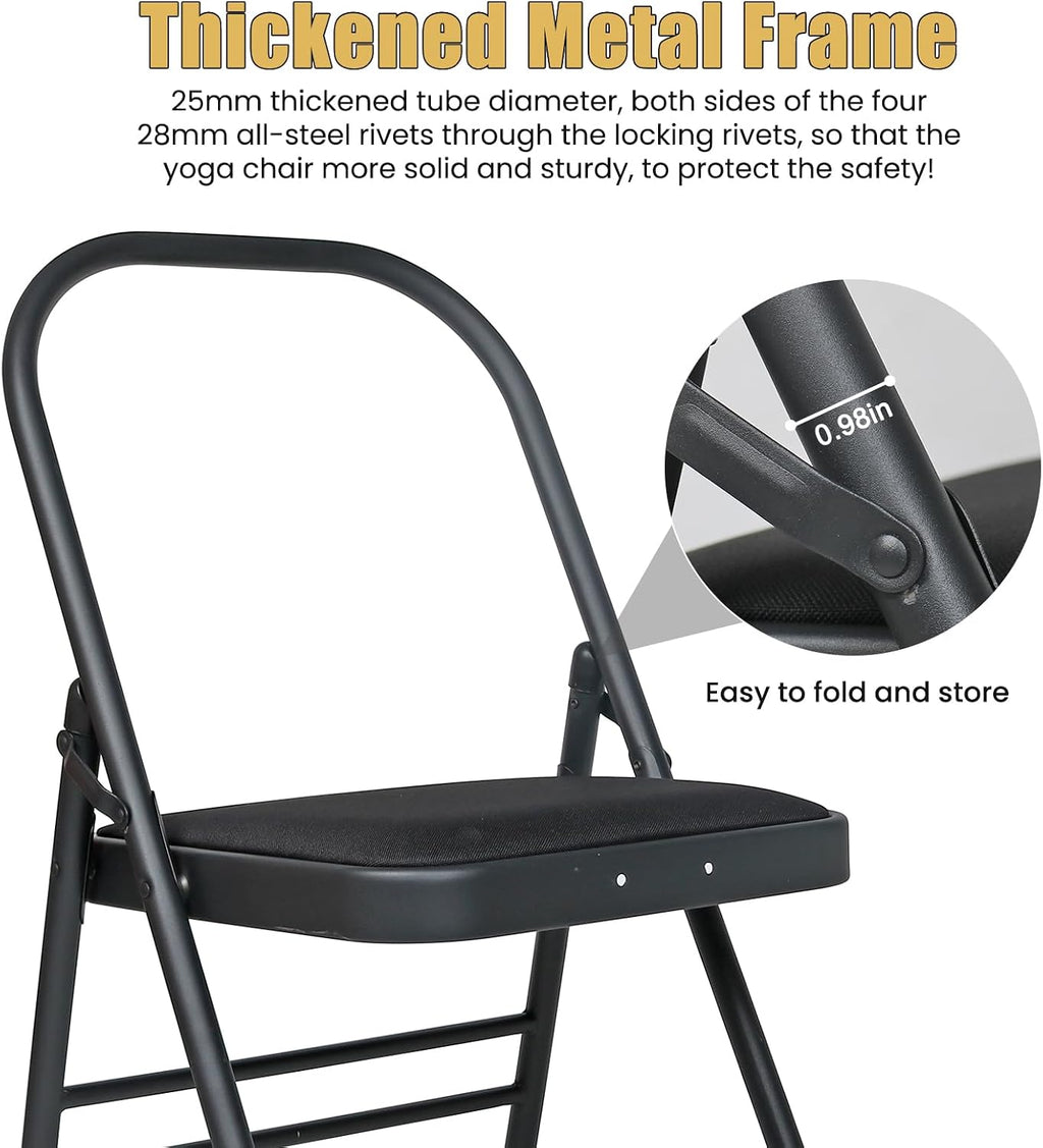 Black Foldable Backless Yoga Auxiliary Chair