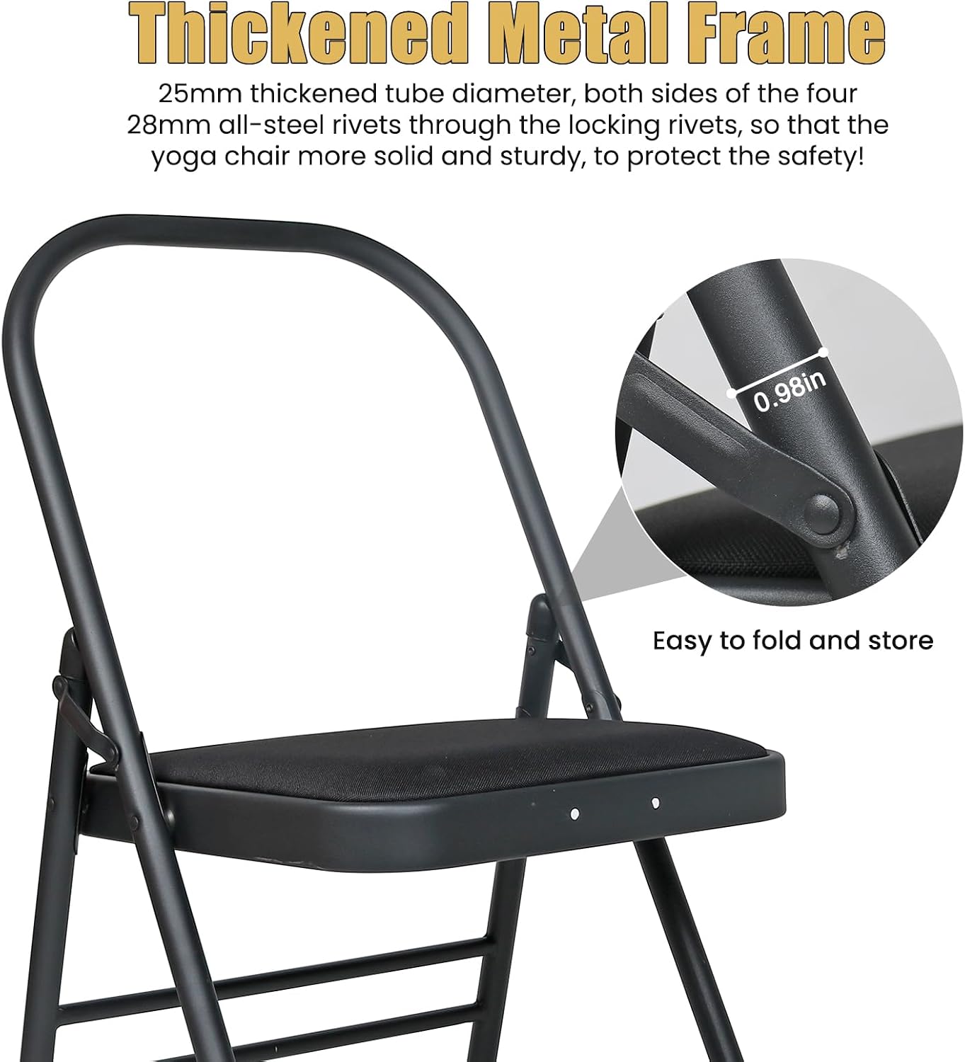 Black Foldable Backless Yoga Auxiliary Chair