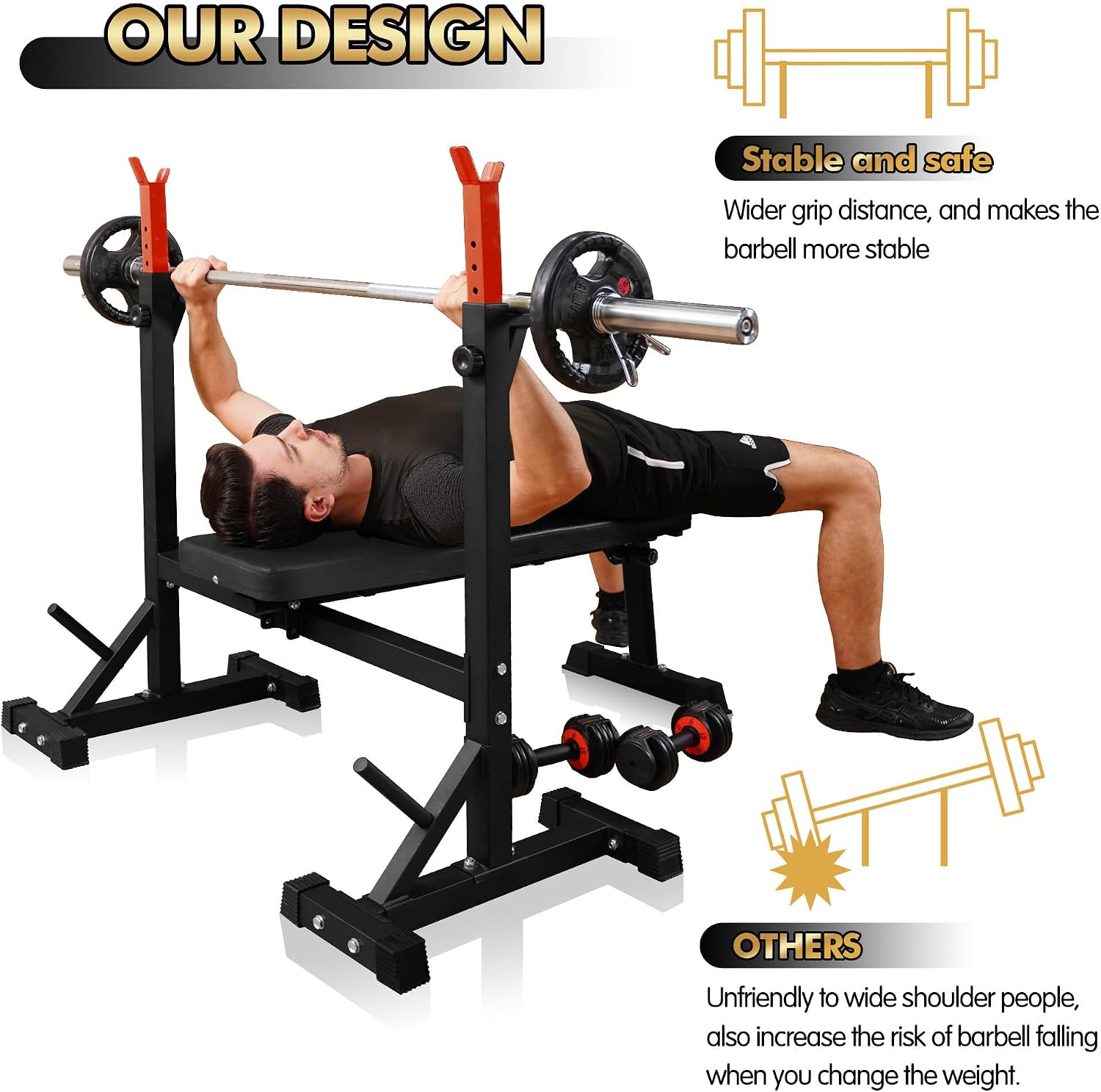 Adjustable Olympic Weight Bench with Squat Rack