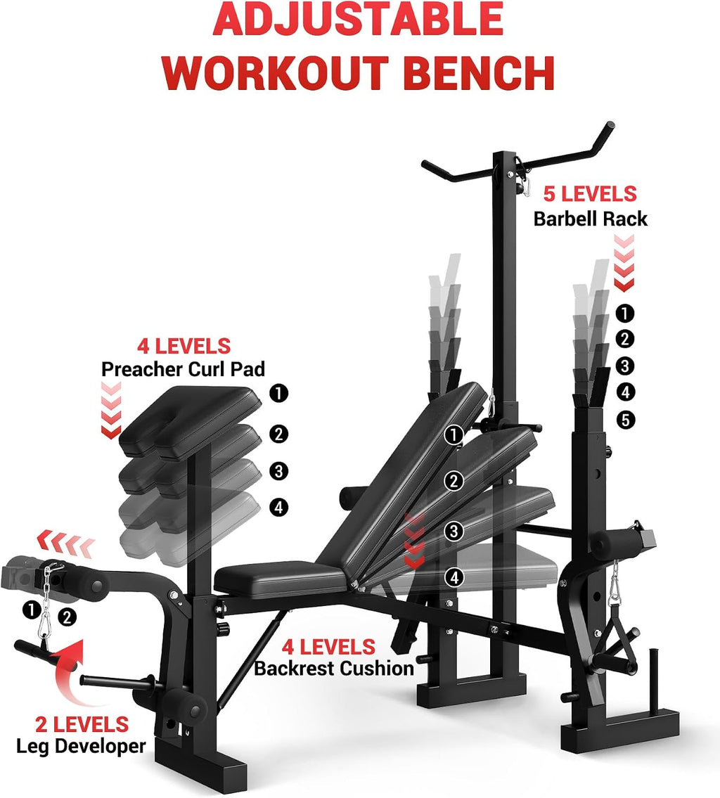 7‑in‑1 Adjustable Collapsible Weight Bench Press Set