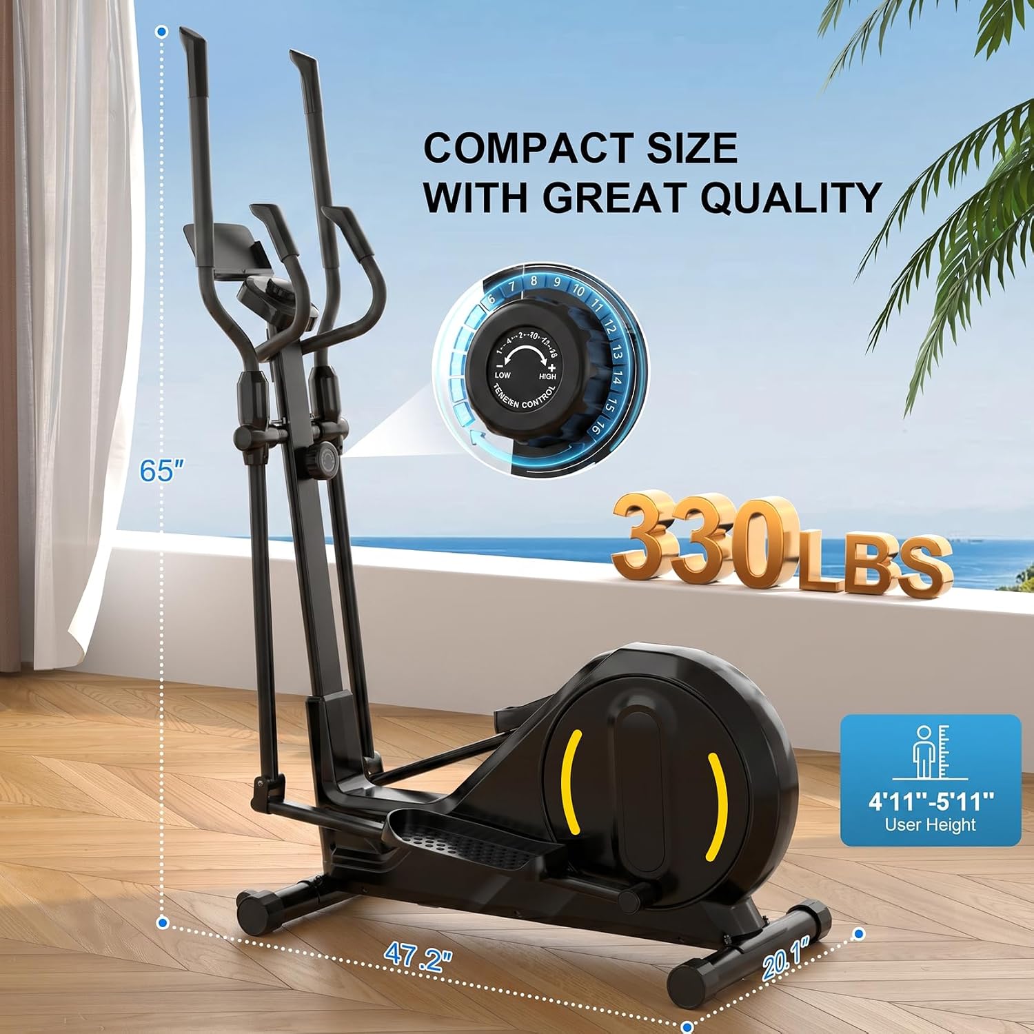 Quiet Magnetic Home Elliptical Exercise Machine