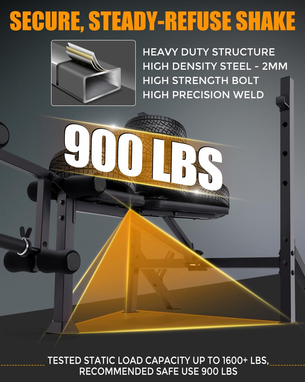 900LBS Foldable Weight Bench Set