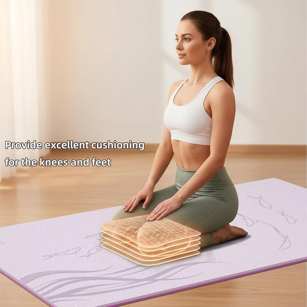 Wide 10mm TPE Non‑Slip Yoga Mat 76"x40"