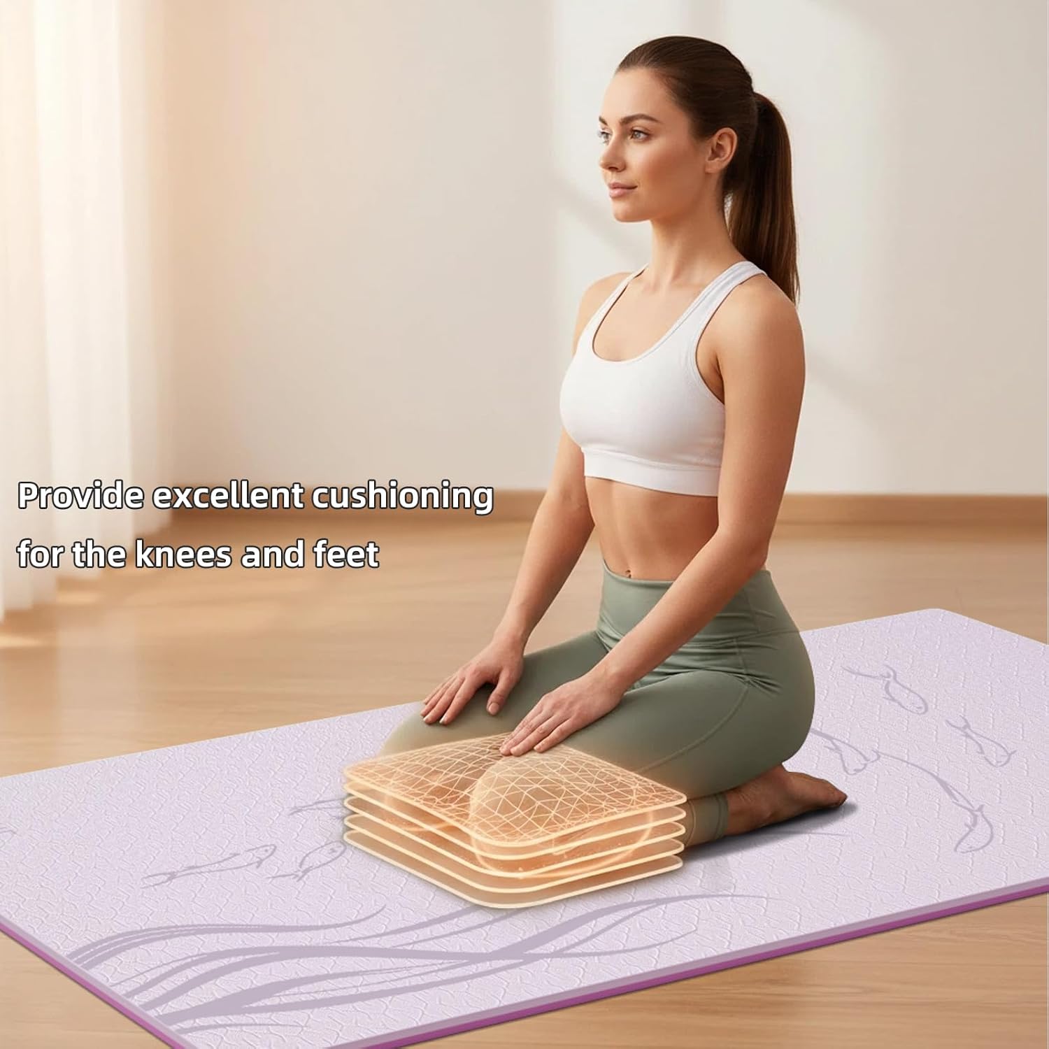 Wide 10mm TPE Non‑Slip Yoga Mat 76"x40"