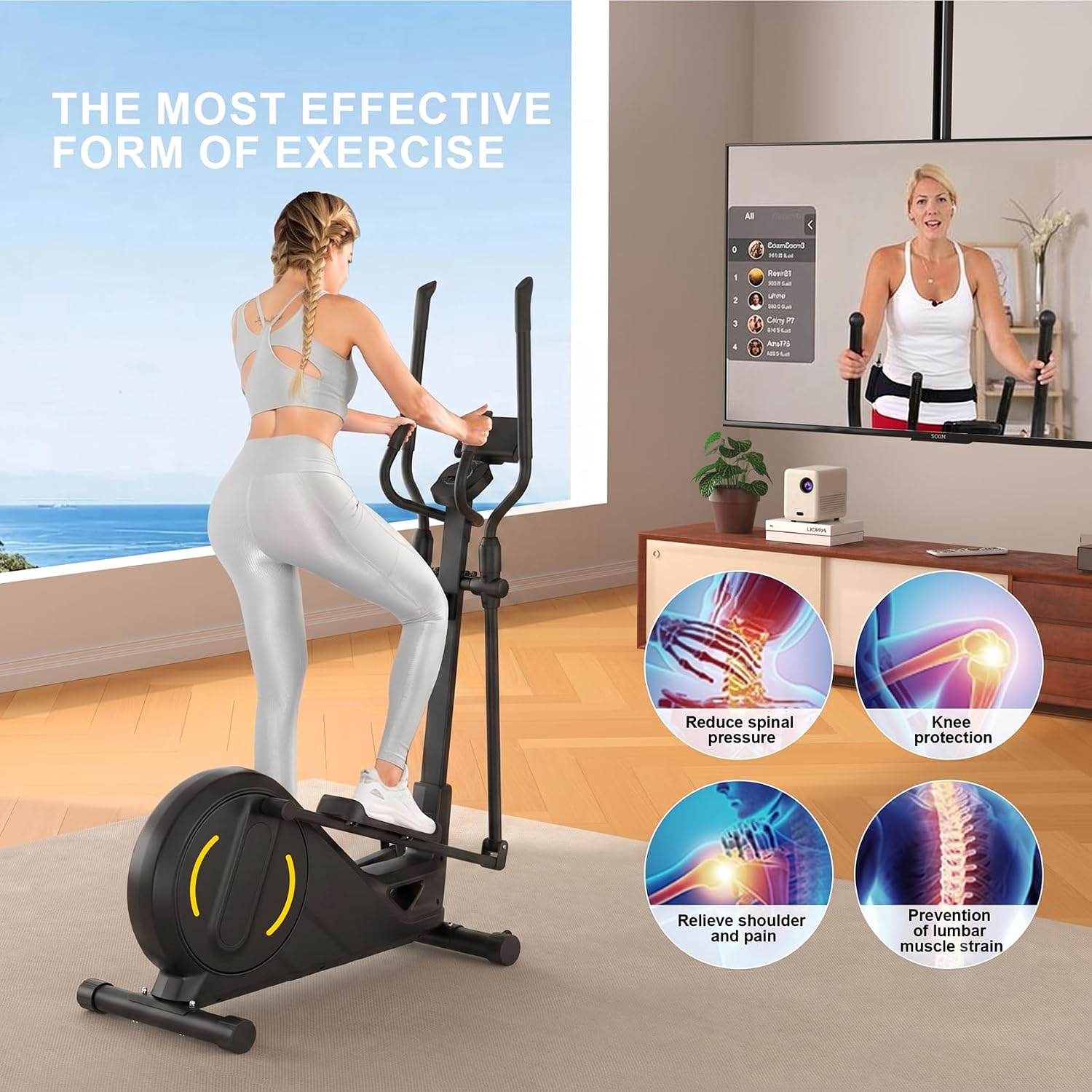 Quiet Magnetic Home Elliptical Exercise Machine
