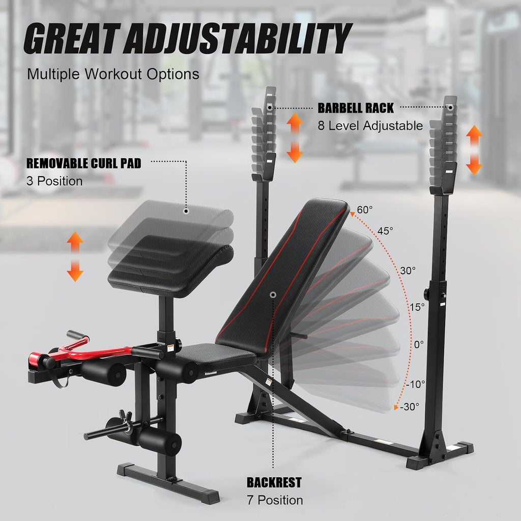 900LBS Adjustable Olympic Weight Bench