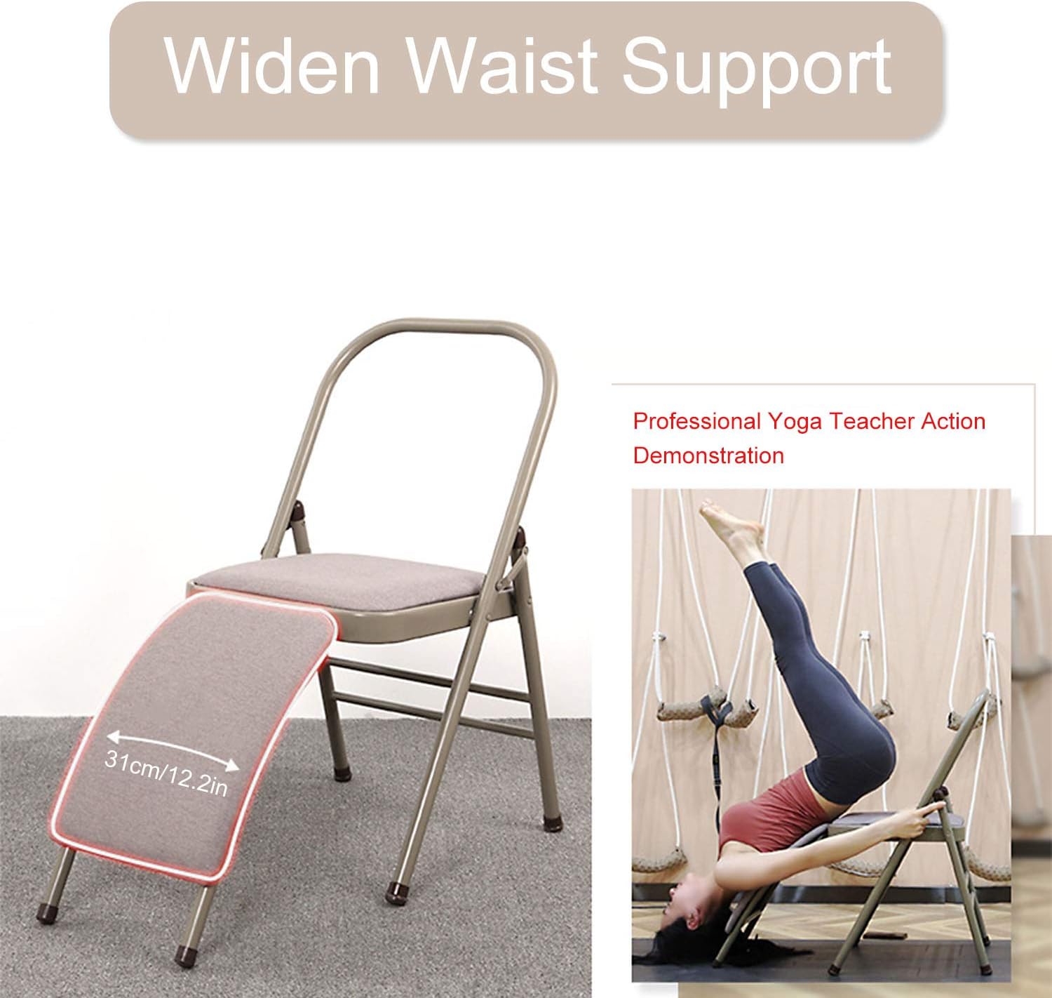 Grey Foldable Yoga Auxiliary Chair