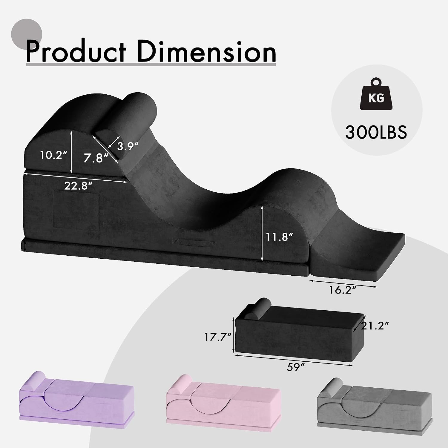 Black Convertible Ergonomic Yoga Lounge Chair
