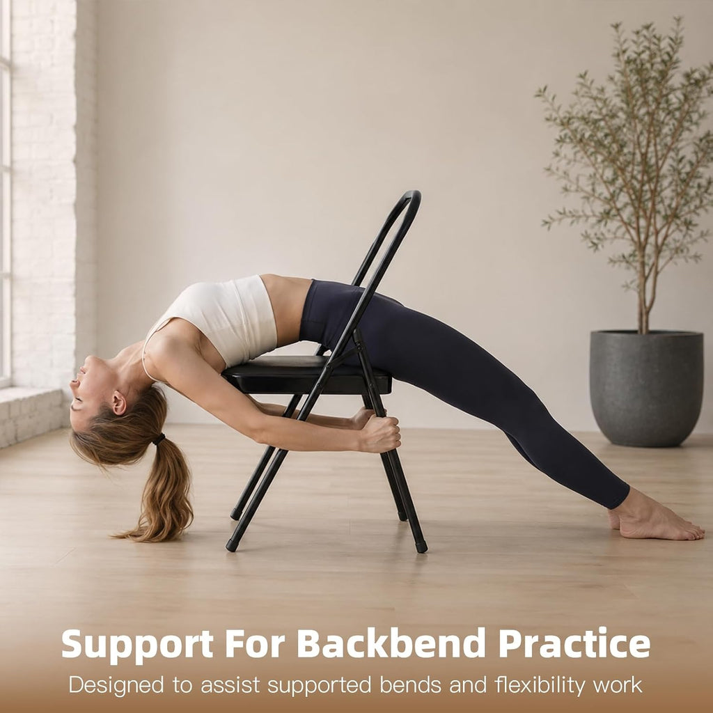 Black Foldable Backless Yoga Auxiliary Stool