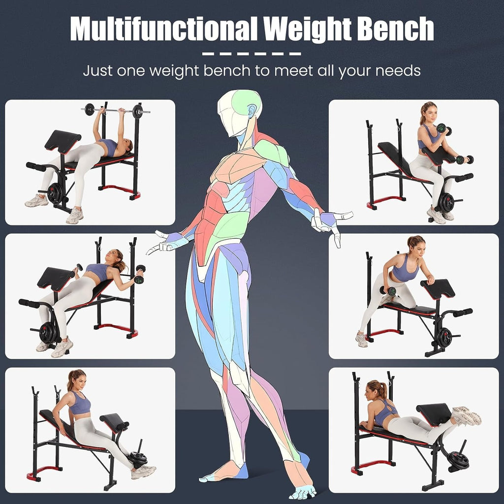8‑in‑1 661LBS Foldable Weight Bench Set