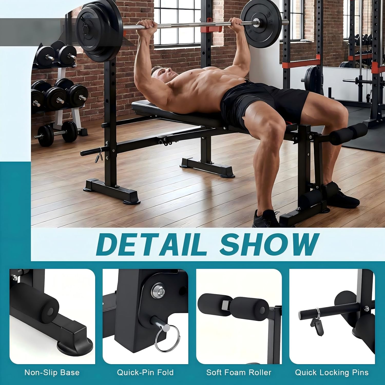650LBS Foldable Adjustable Weight Bench