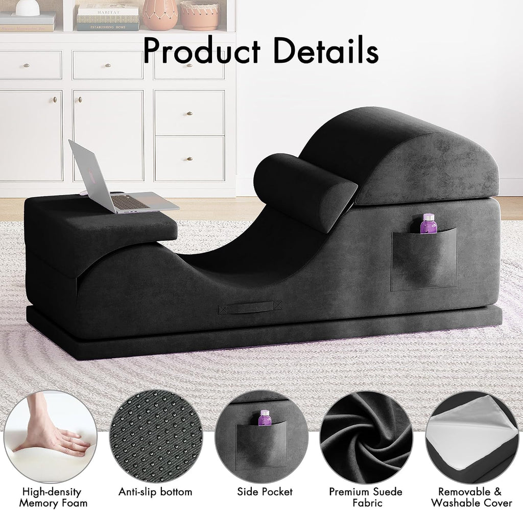 Black Convertible Ergonomic Yoga Lounge Chair