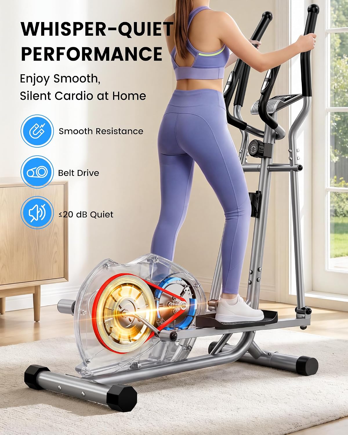 Quiet Magnetic Home Elliptical Trainer
