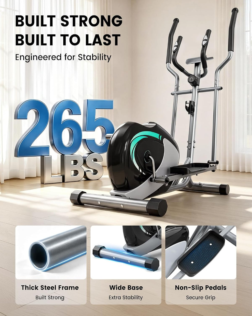 Quiet Magnetic Home Elliptical Trainer