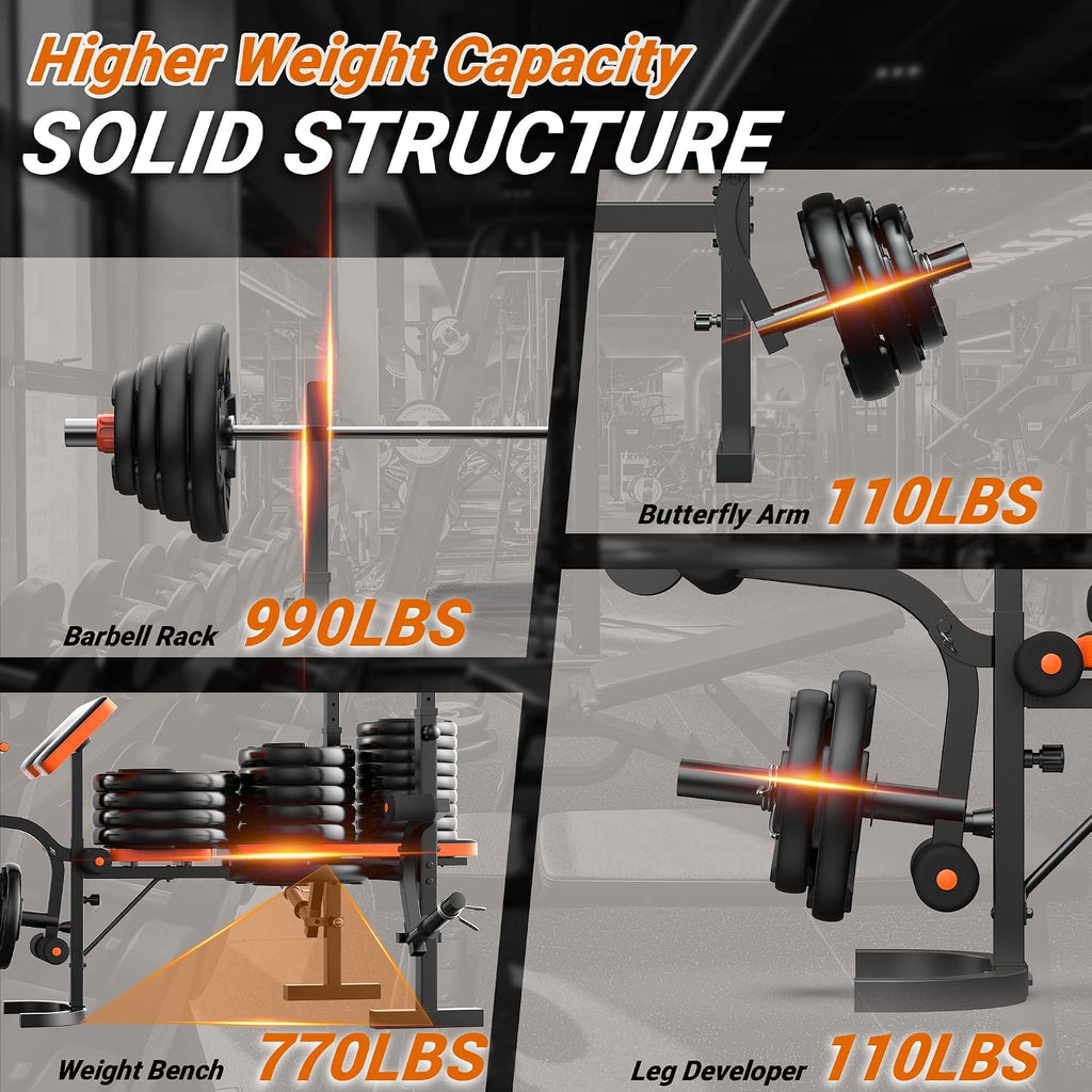 6‑in‑1 Adjustable Olympic Weight Bench