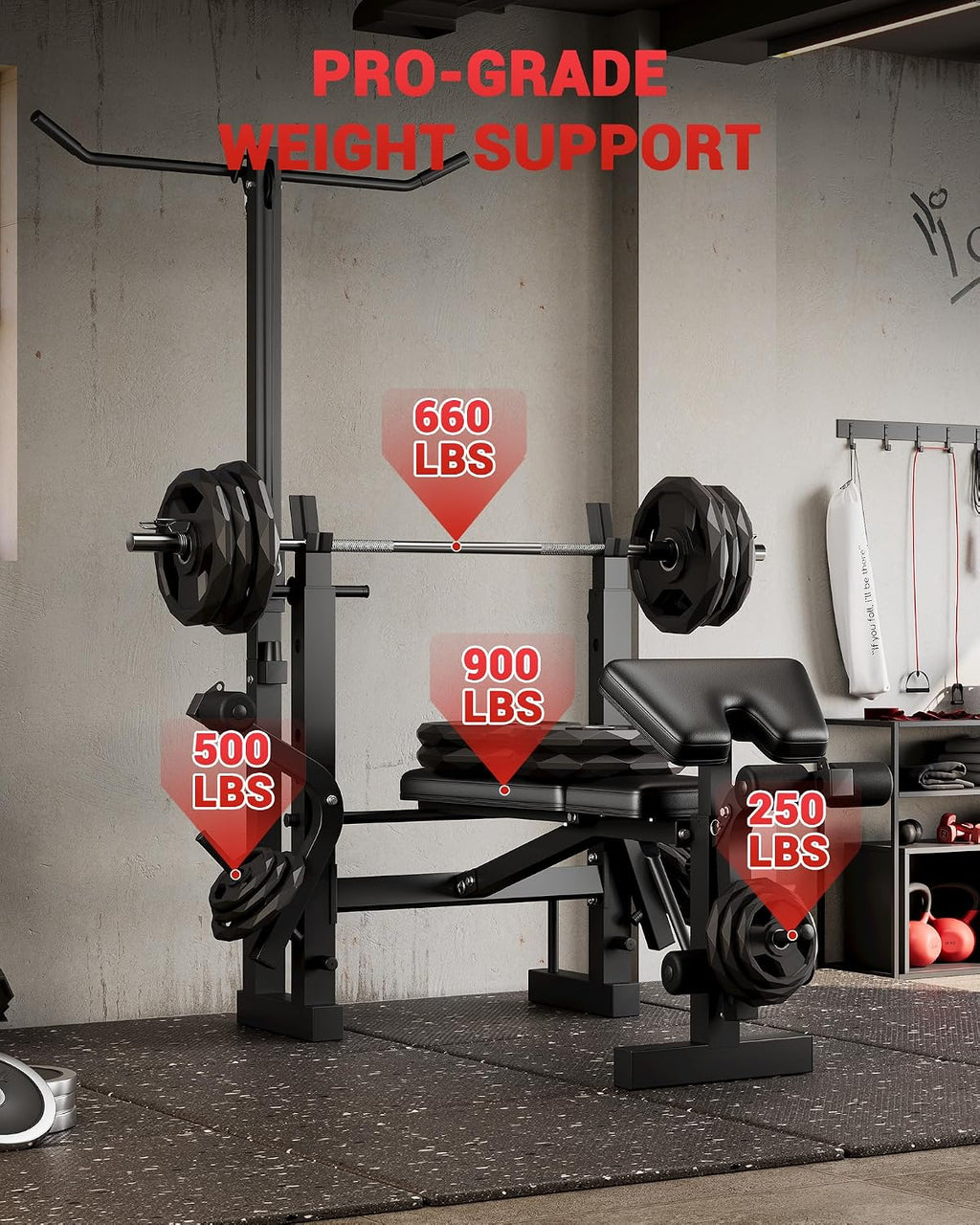 7‑in‑1 Adjustable Collapsible Weight Bench Press Set