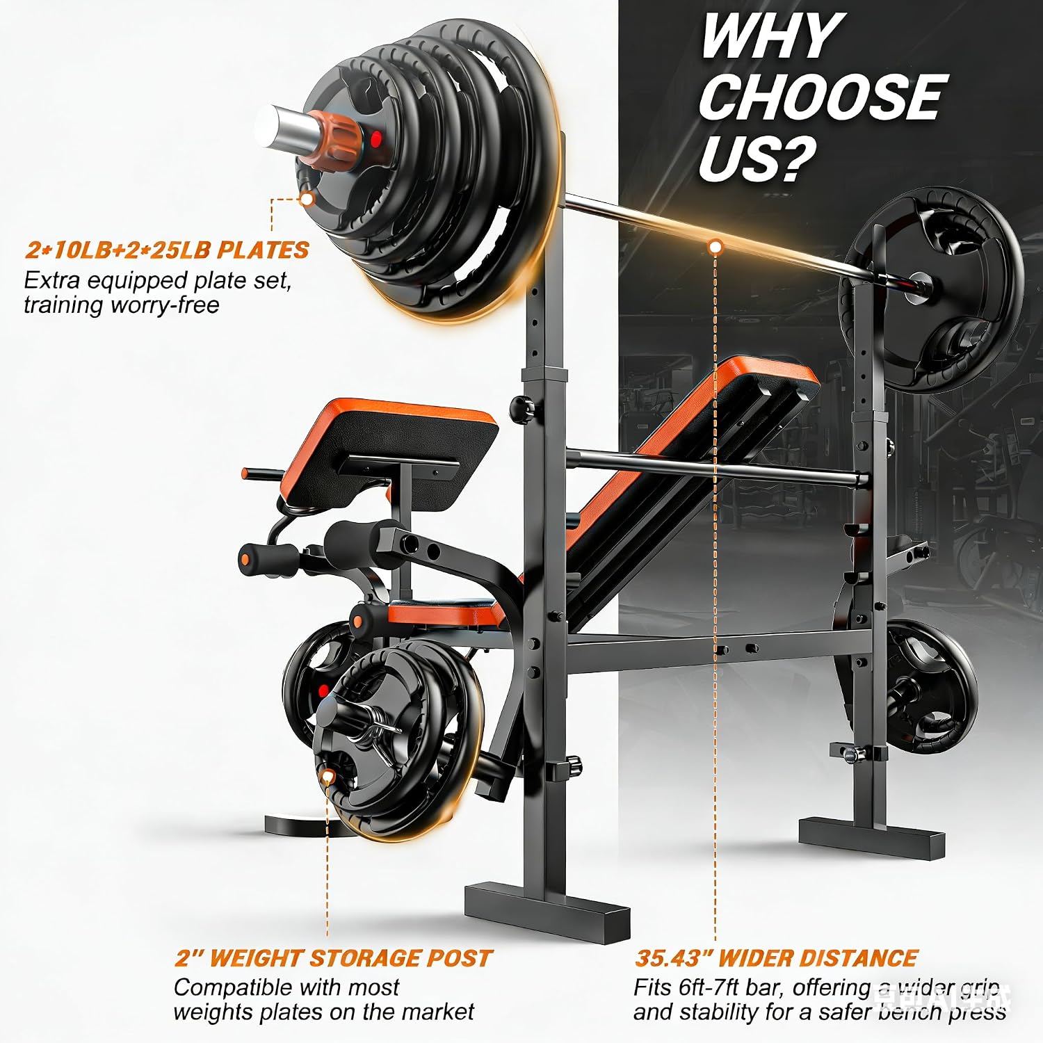 6‑in‑1 Adjustable Olympic Weight Bench