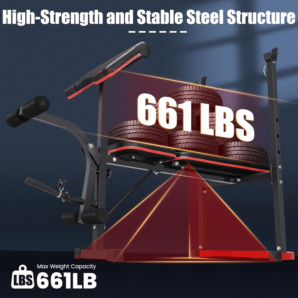 8‑in‑1 661LBS Foldable Weight Bench Set