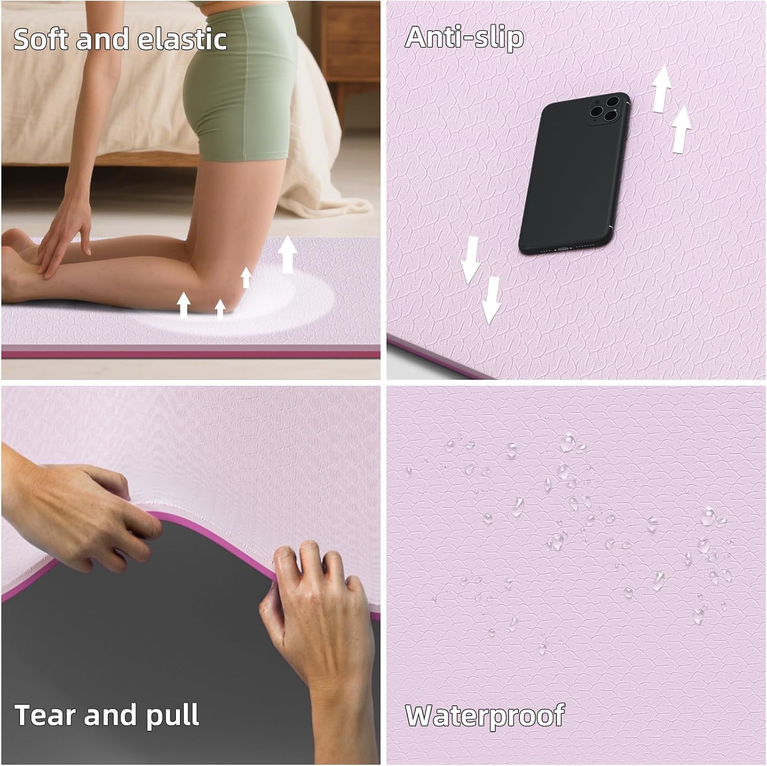 Wide 10mm TPE Non‑Slip Yoga Mat 76"x40"