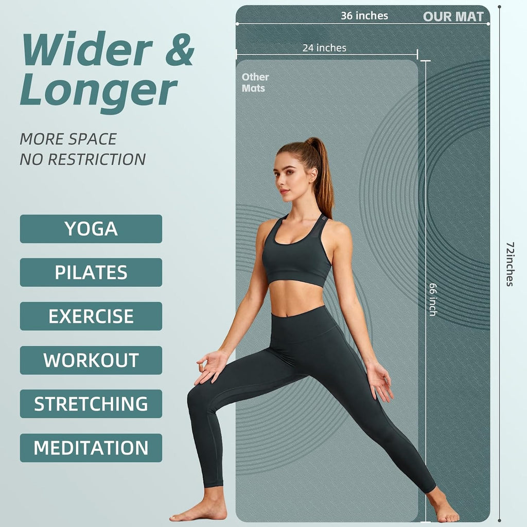 Large POE Non‑Slip Yoga Mat 72"x36"