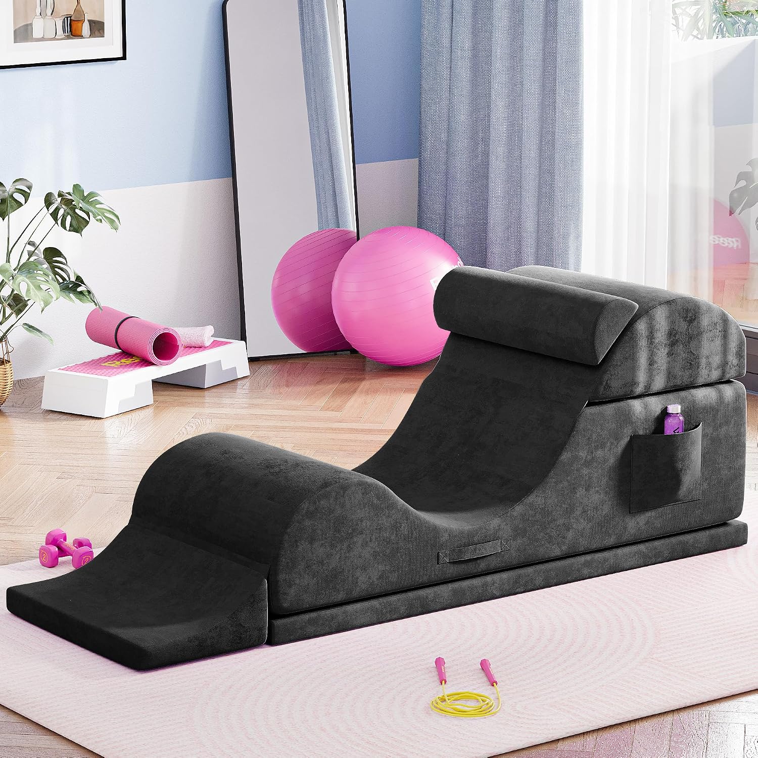 Black Convertible Ergonomic Yoga Lounge Chair