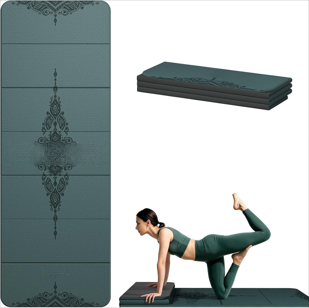 12mm Foldable TPE Non‑Slip Yoga Mat 70"x24"