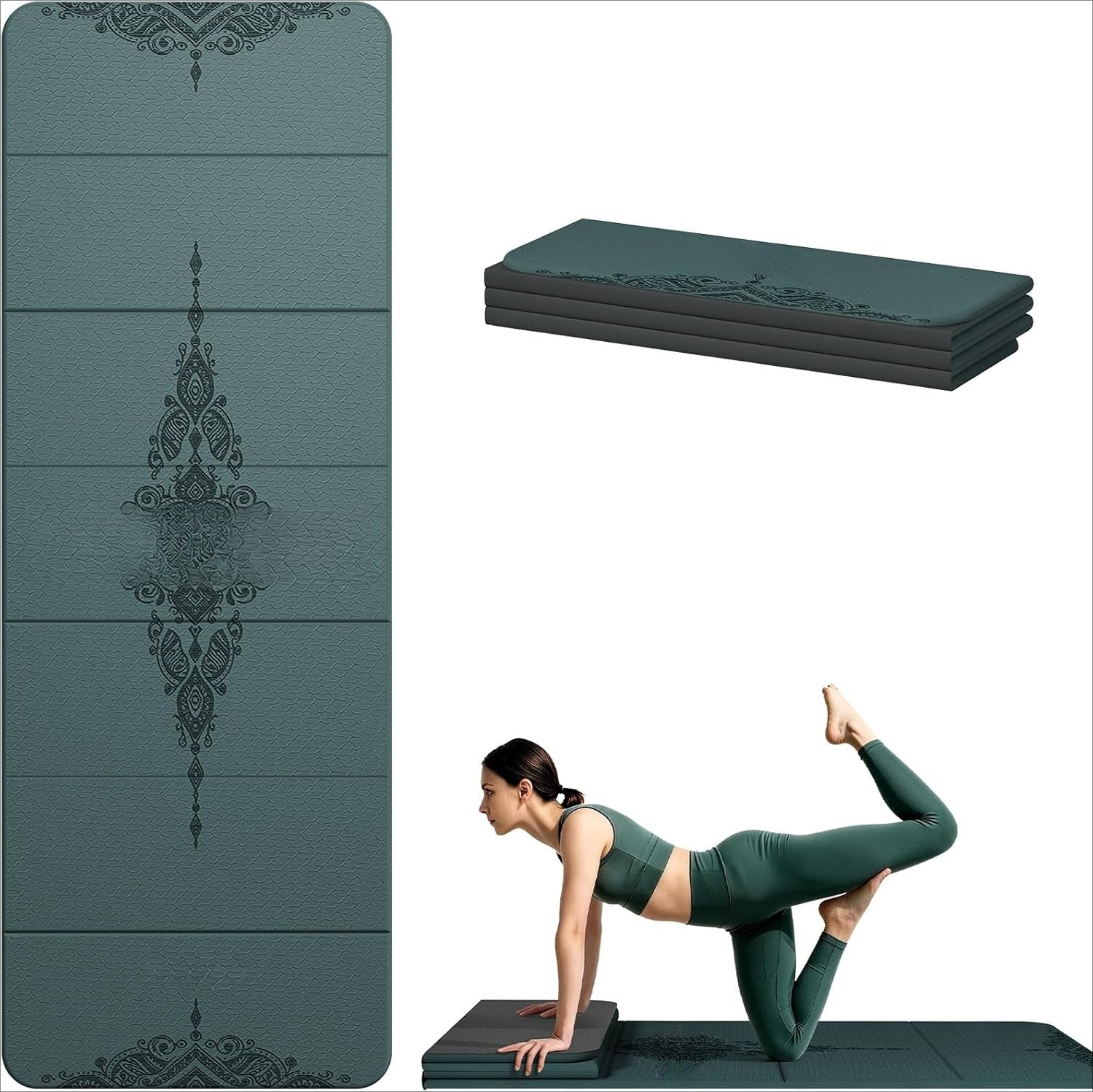 12mm Foldable TPE Non‑Slip Yoga Mat 70"x24"