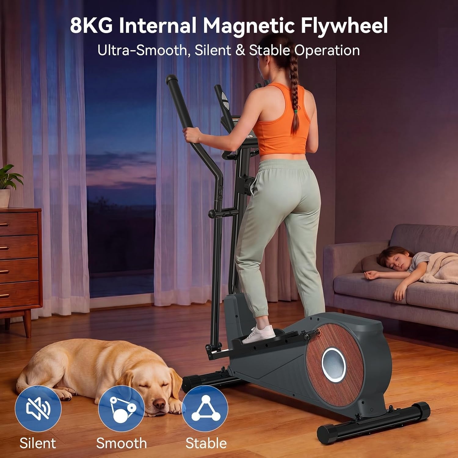 Home Elliptical Exercise Machine 15.5IN Stride