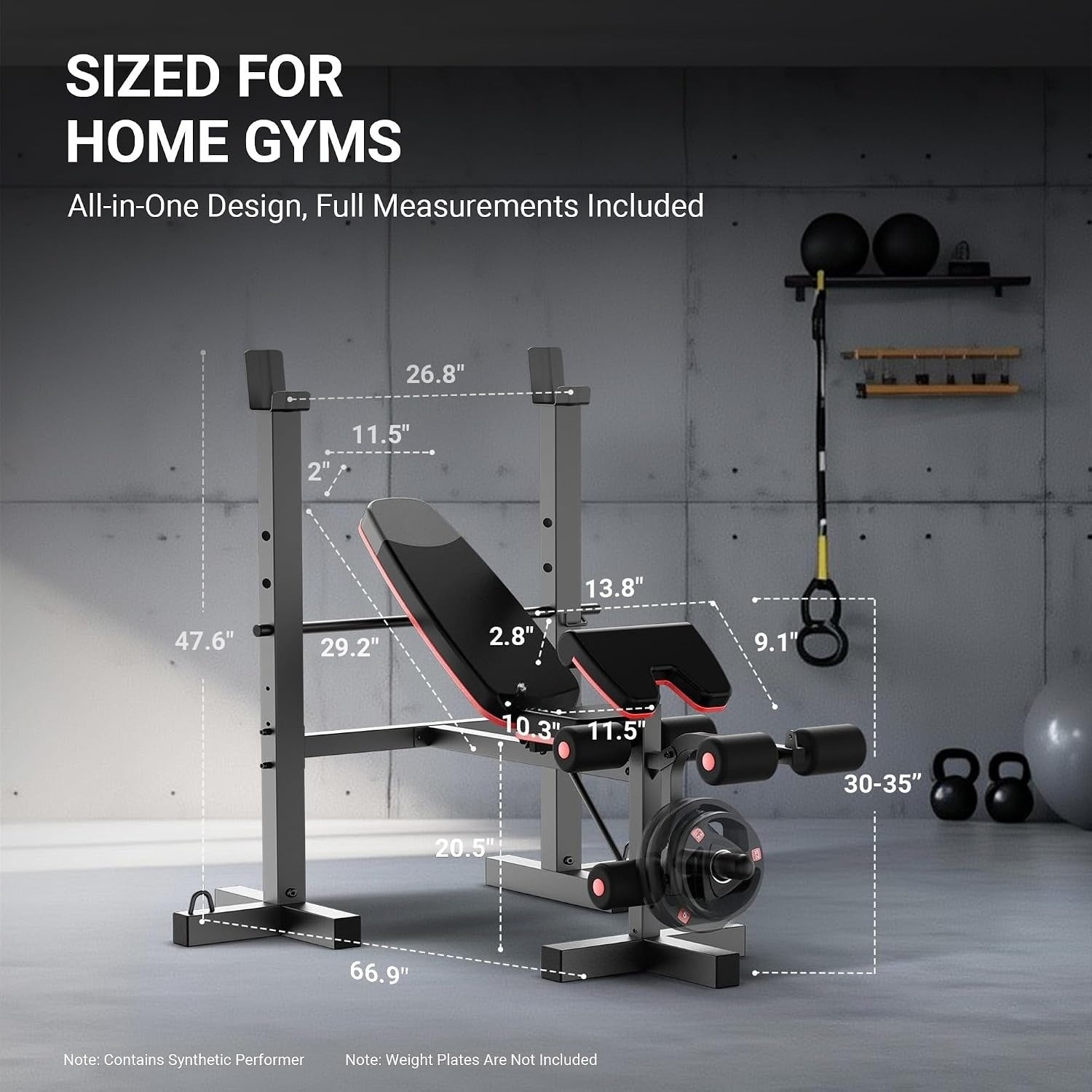 6‑in‑1 Weight Bench with Squat Rack