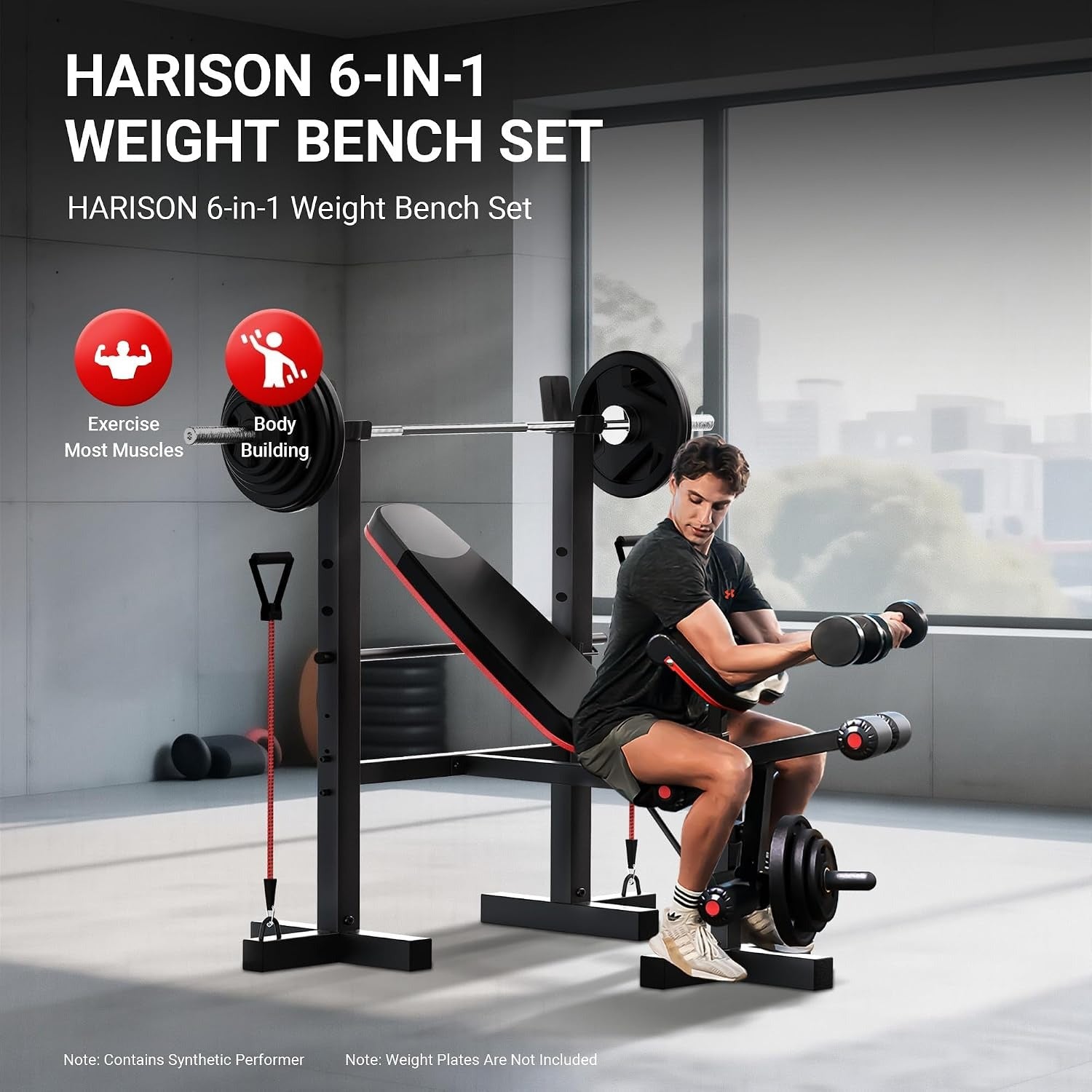 Multi‑Functional Weight Bench with Squat Rack