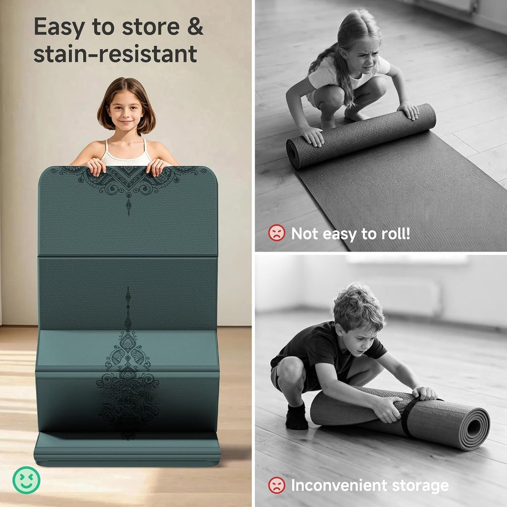 12mm Foldable TPE Non‑Slip Yoga Mat 70"x24"