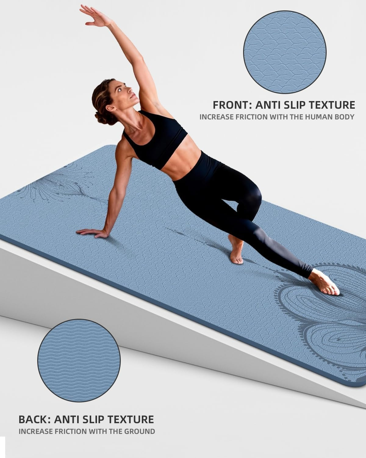 Large 10mm Extra Wide Yoga Mat 75.5"x47.6"