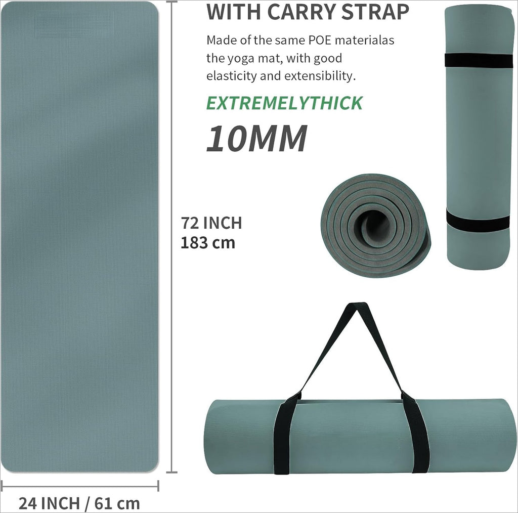 10mm POE Extra Thick Yoga Mat 72"x24"