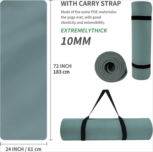 10mm POE Extra Thick Yoga Mat 72"x24"